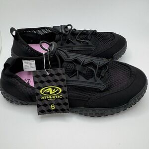 Athletic Works Women's Slip-On Quick Dry Water Shoes Black Size 6 Swim Beach Poo